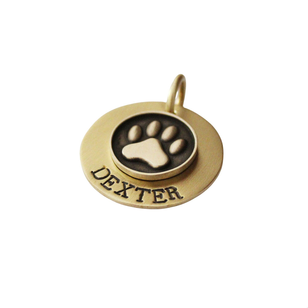 The Companion Sigil | Artisan Paw Print Pet ID & Custom Engraved Dog Tag, styled view
