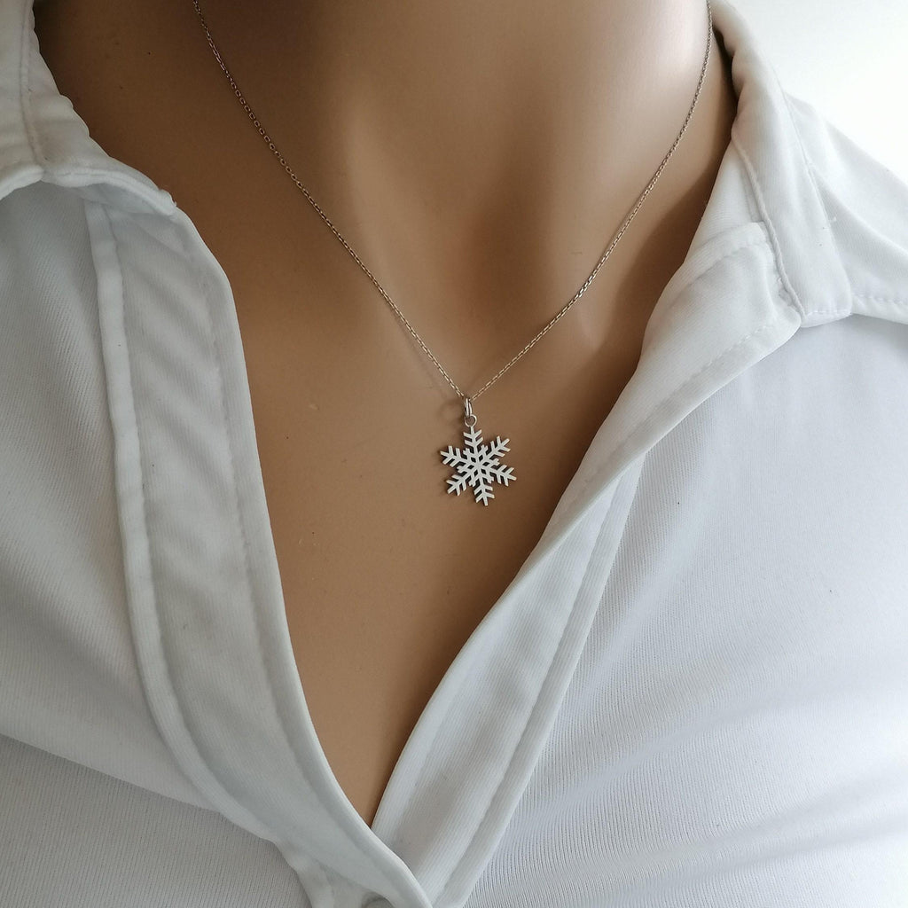Snowflake Necklace | Winter Magic Talisman, alternate angle