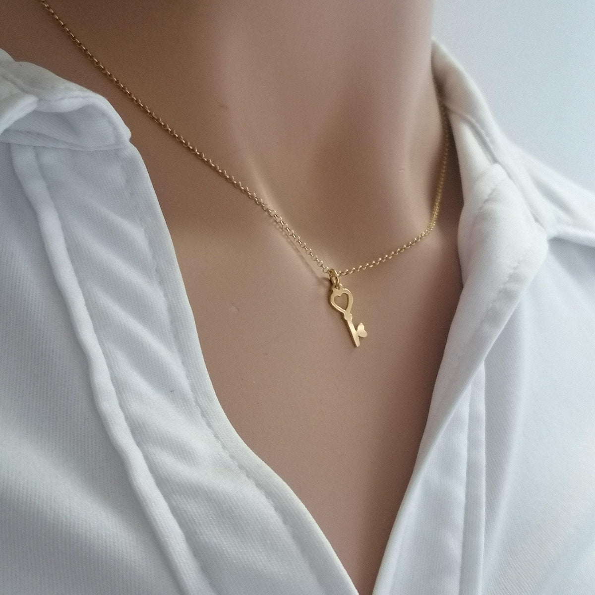 Dainty Key Necklace | Symbol of New Beginnings, alternate angle