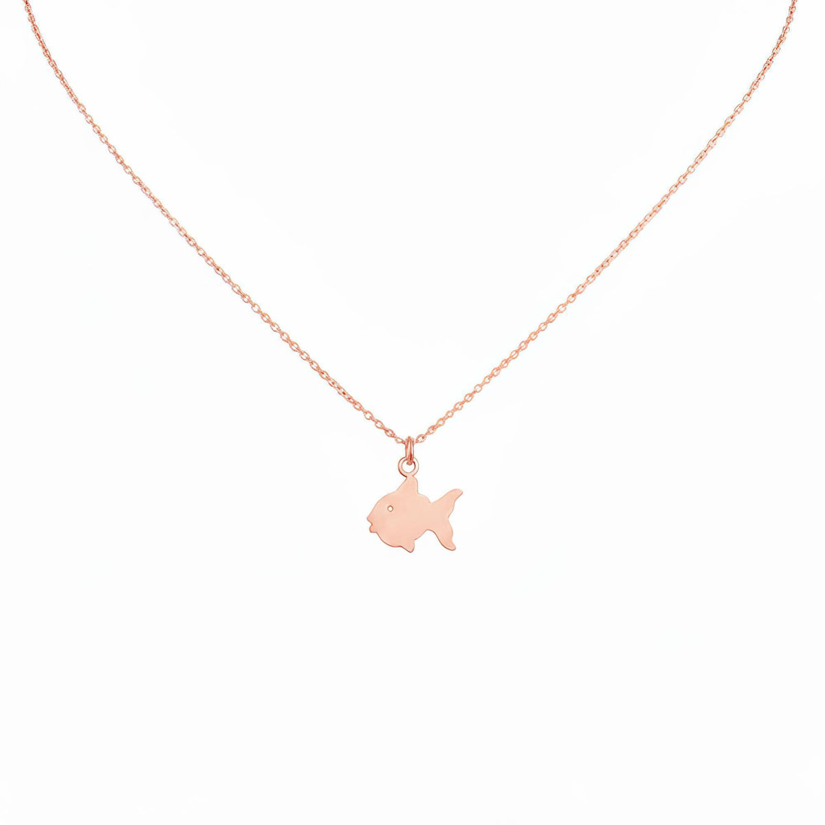 Goldfish Charm Necklace | Symbol of Abundance & Fortune, in Rose Gold Plated finish