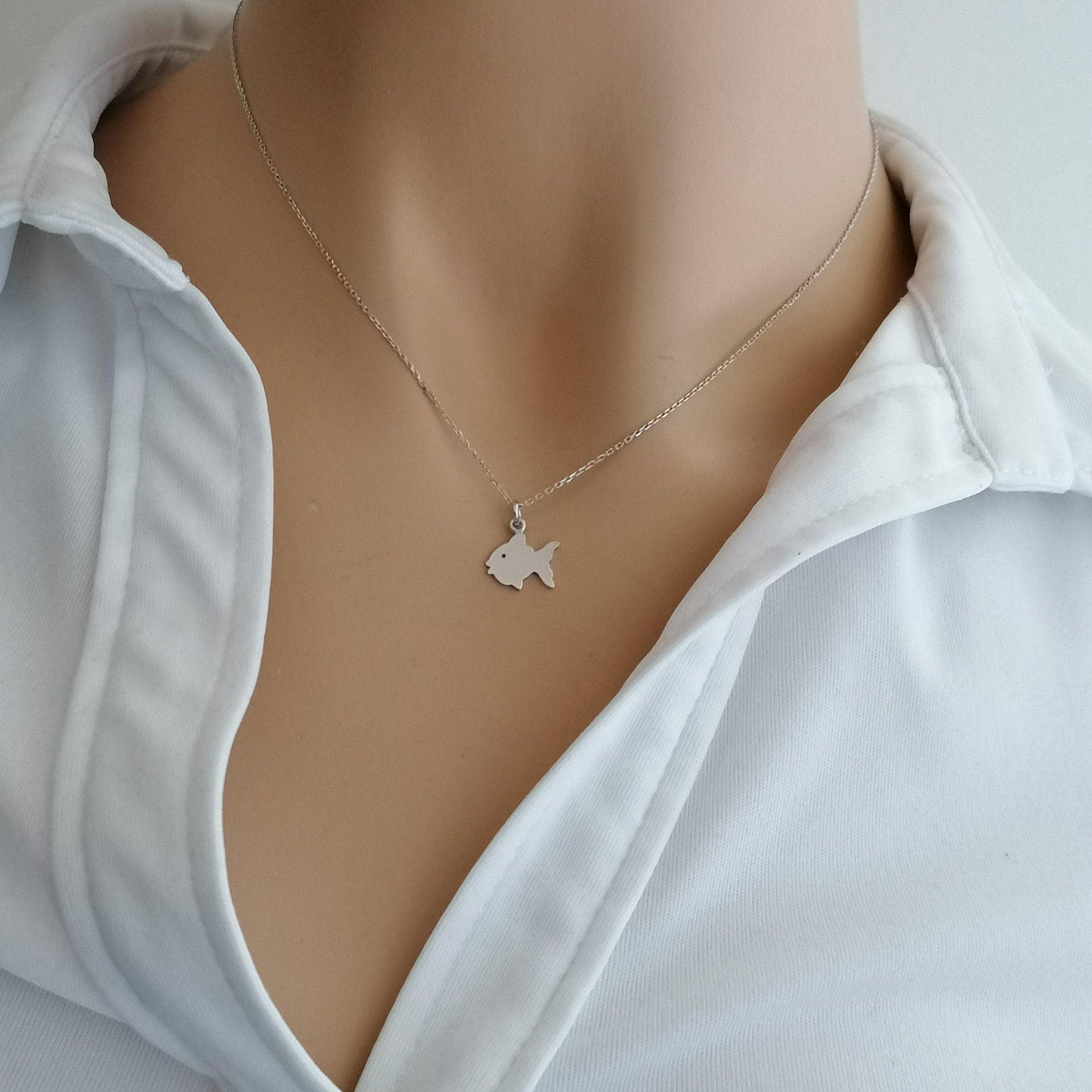 Goldfish Charm Necklace | Symbol of Abundance & Fortune, alternate angle