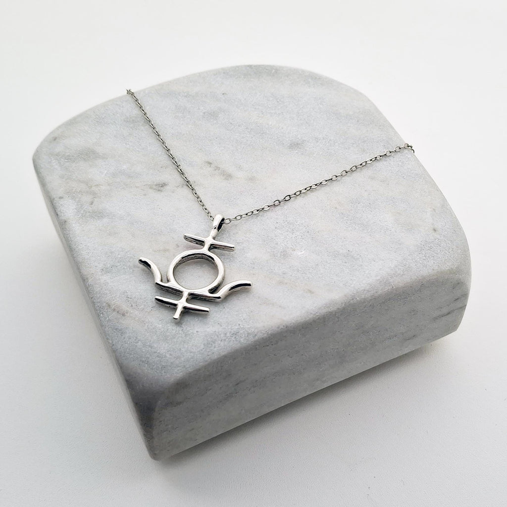 Pluto Symbol Necklace | Esoteric Rebirth Talisman, front view