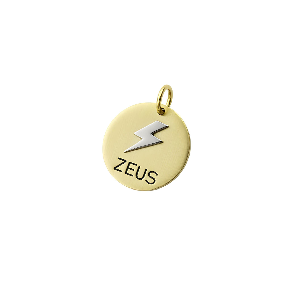 The Lightning Strike Token | Artisan Bolt Pet ID & Custom Dog Tag, in Brass with Silver Top finish