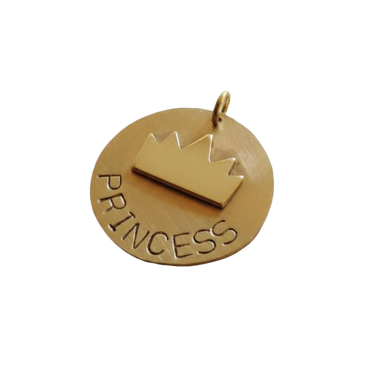 The Regal Crown Token | Artisan Sovereign Pet ID & Custom Raised Motif Dog Tag, in Brass with Brass Top finish