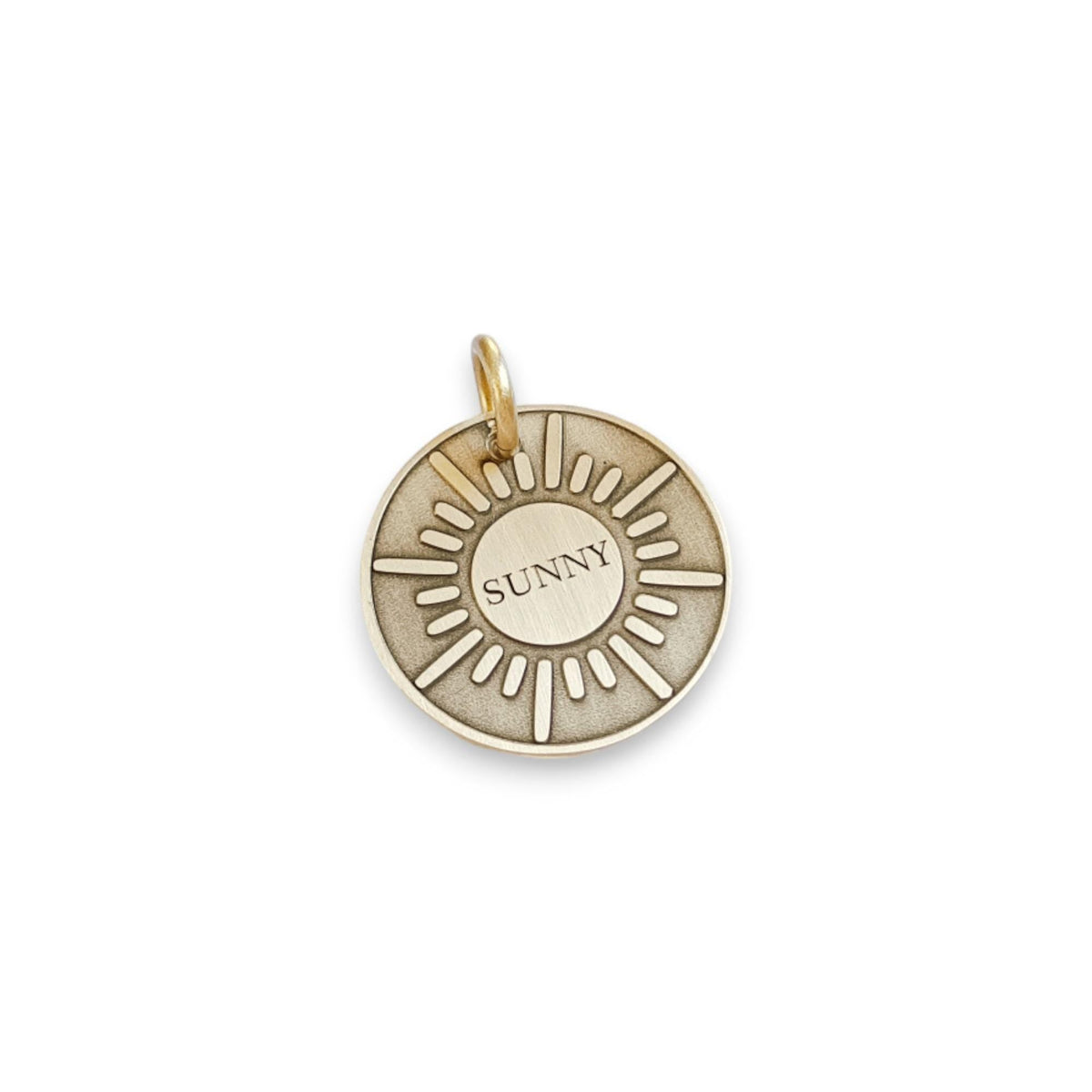 The Radiant Sun Token | Artisan Celestial Pet ID & Custom Engraved Sun Dog Tag, styled view