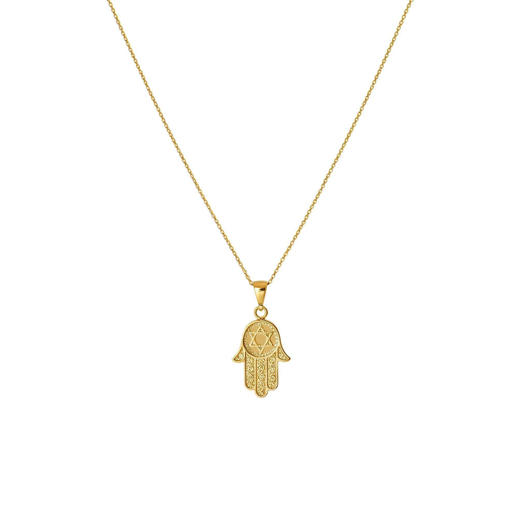 Hamsa Hand Star of David Necklace | Sterling Silver Jewish Protection Talisman | Sacred Magen David Pendant, alternate angle