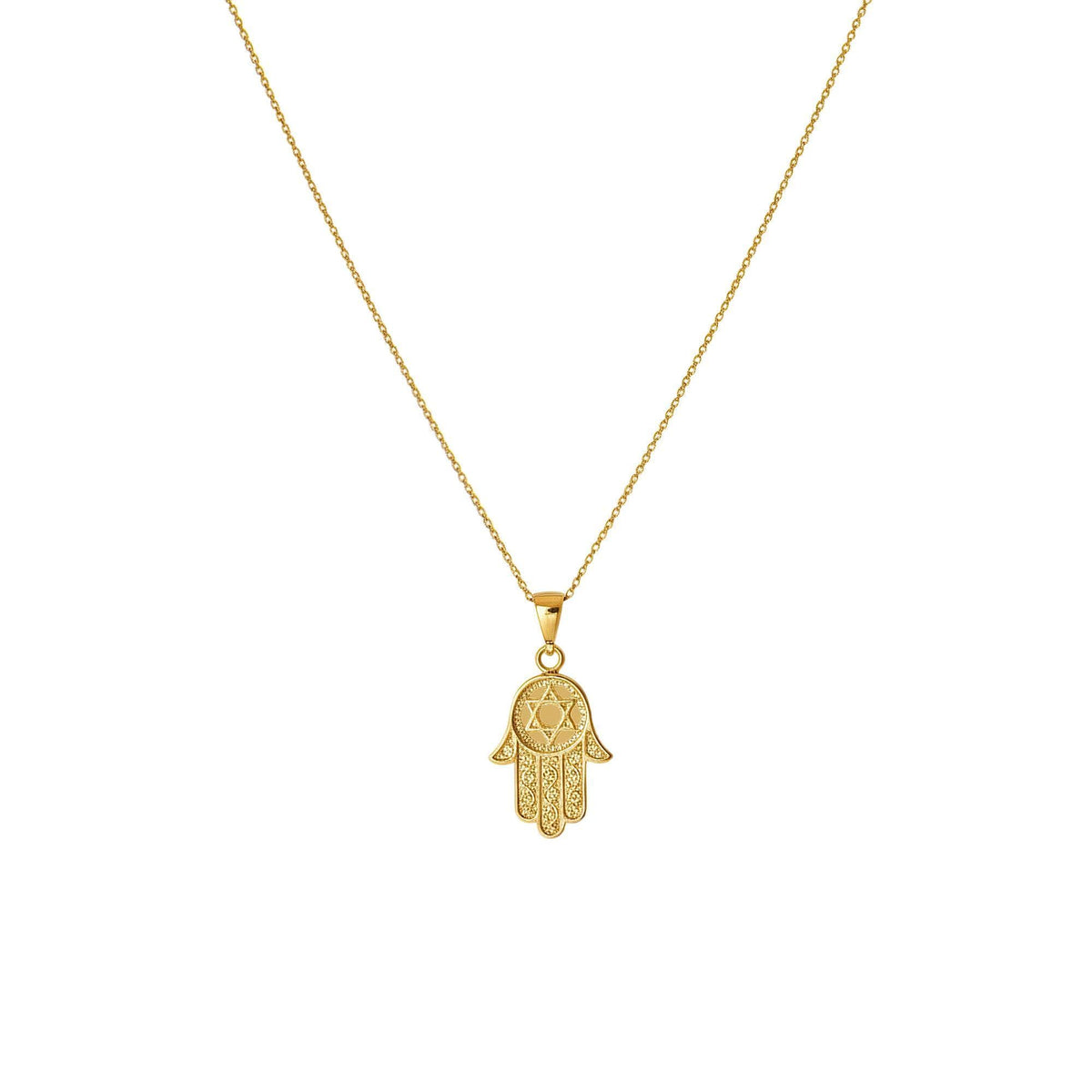 Hamsa Hand Star of David Necklace | Sterling Silver Jewish Protection Talisman | Sacred Magen David Pendant, alternate angle