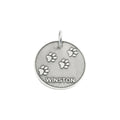 Paw Print Dog Tag | Custom Engraved Sterling Silver Pet ID | Heavy Duty Collar Charm, front view