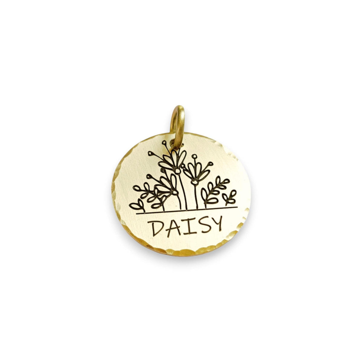 The Wildflower Bloom Token | Artisan Floral Pet ID & Custom Engraved Dog Tag, alternate angle