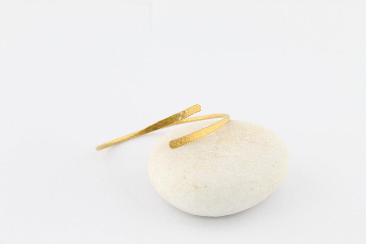 Bypass Bangle | Hammered Stacking Cuff, front view