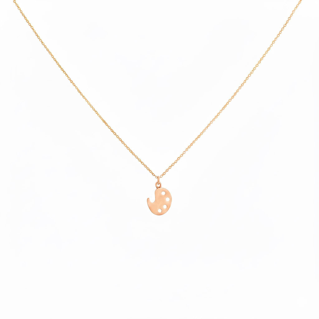 Artist Palette Necklace | Sterling Silver Painter Charm | Creative Expression Pendant, close-up detail