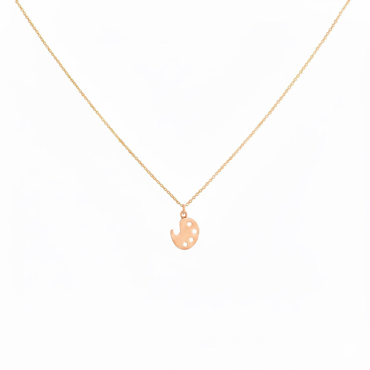 Artist Palette Necklace | Sterling Silver Painter Charm | Creative Expression Pendant, close-up detail