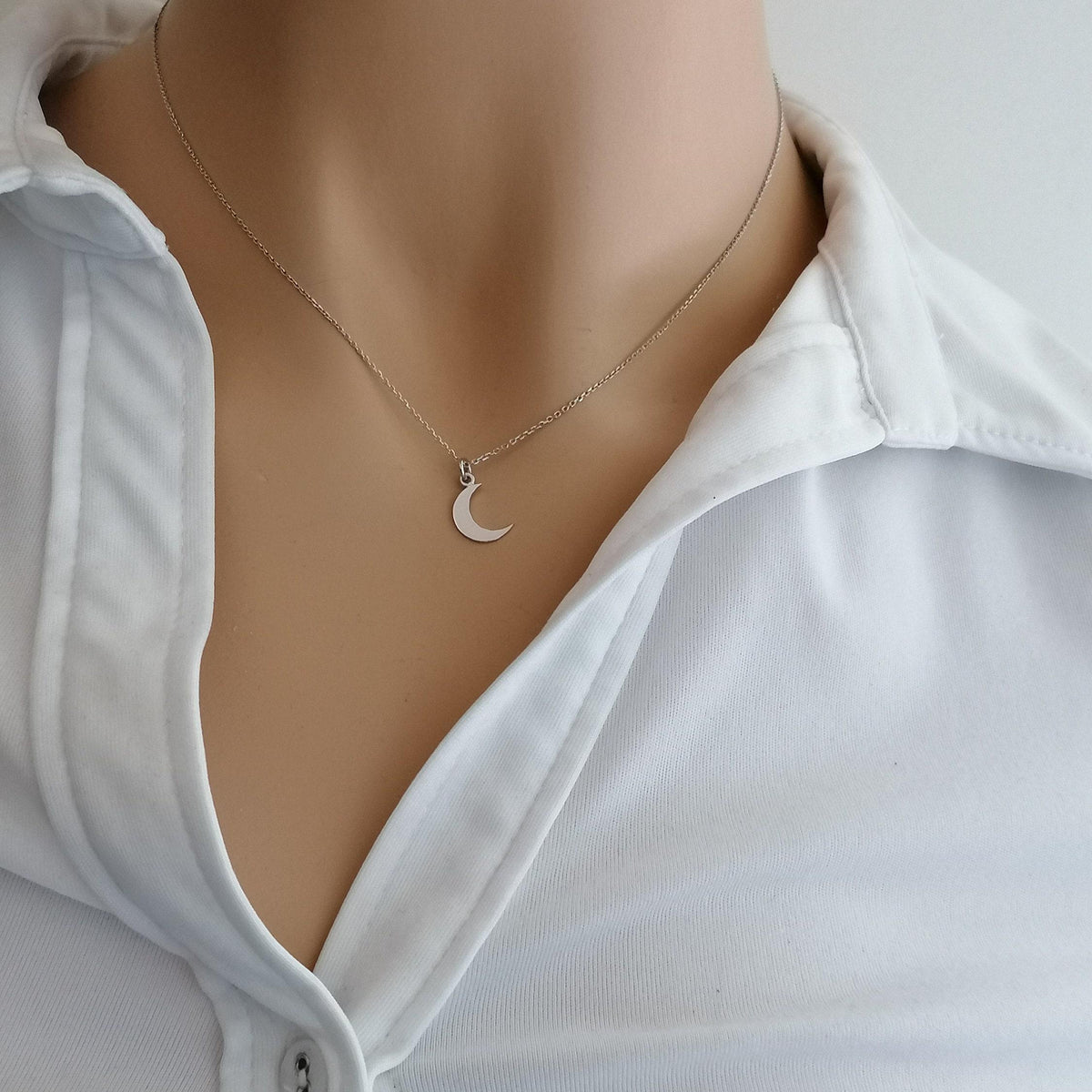 Crescent Moon Necklace | Celestial Talisman, alternate angle