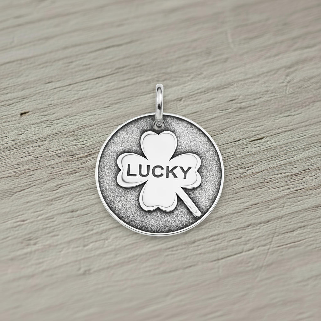 Lucky Shamrock Dog Tag | Custom Engraved Four Leaf Clover Pet ID, additional detail