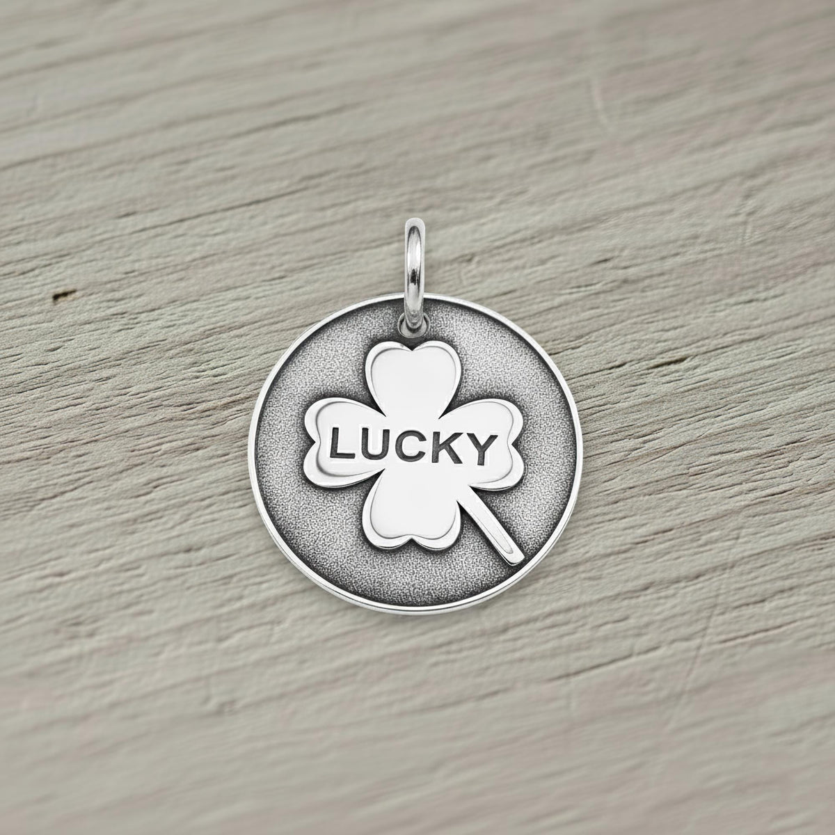 Lucky Shamrock Dog Tag | Custom Engraved Four Leaf Clover Pet ID, additional detail