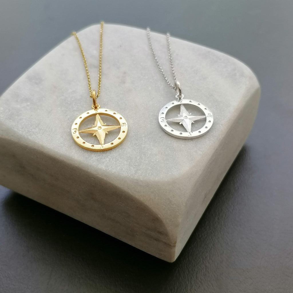 Compass Charm Necklace | Nautical Direction Talisman, styled view