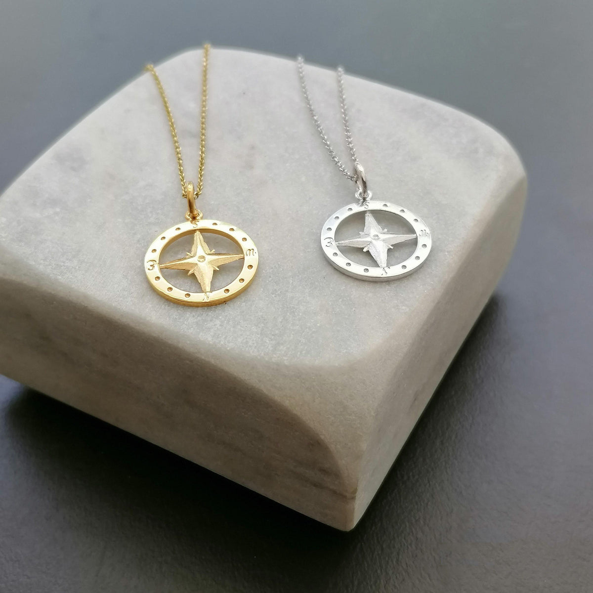 Compass Charm Necklace | Nautical Direction Talisman, styled view