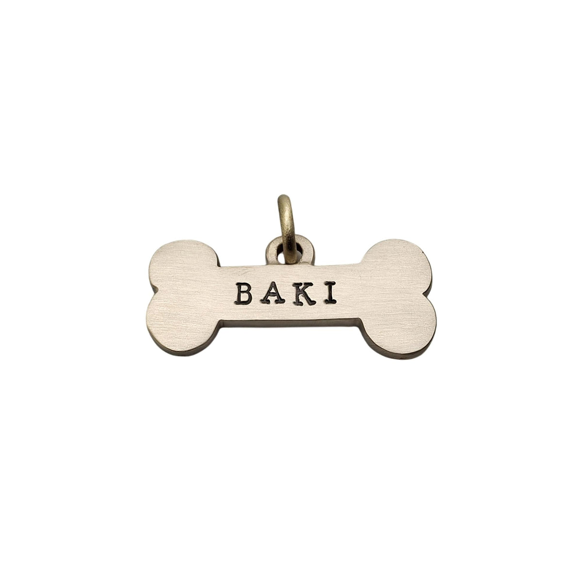 The Mighty Bone Token | Heavy-Gauge Solid Brass Big Bone Pet ID Tag, in Gothic UPPER 3mm font