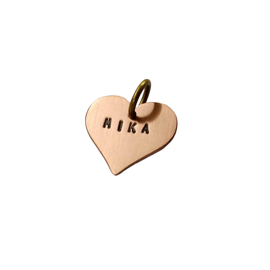 Heart Cat Tag, Custom Pet ID, Handmade Kitten Collar Tag, front view