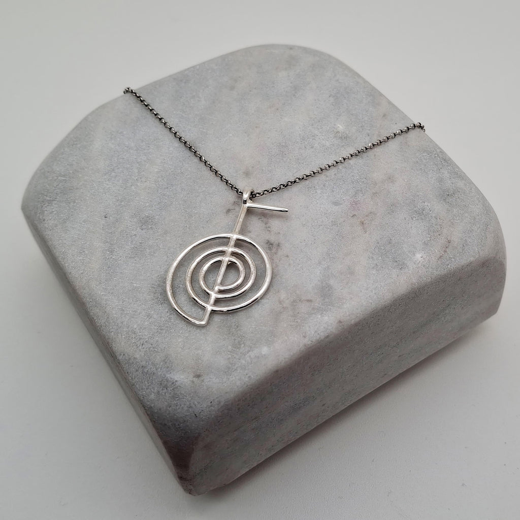 Cho Ku Rei Necklace | Gold Plated Reiki Symbol Pendant | Energy Healing Talisman, alternate angle