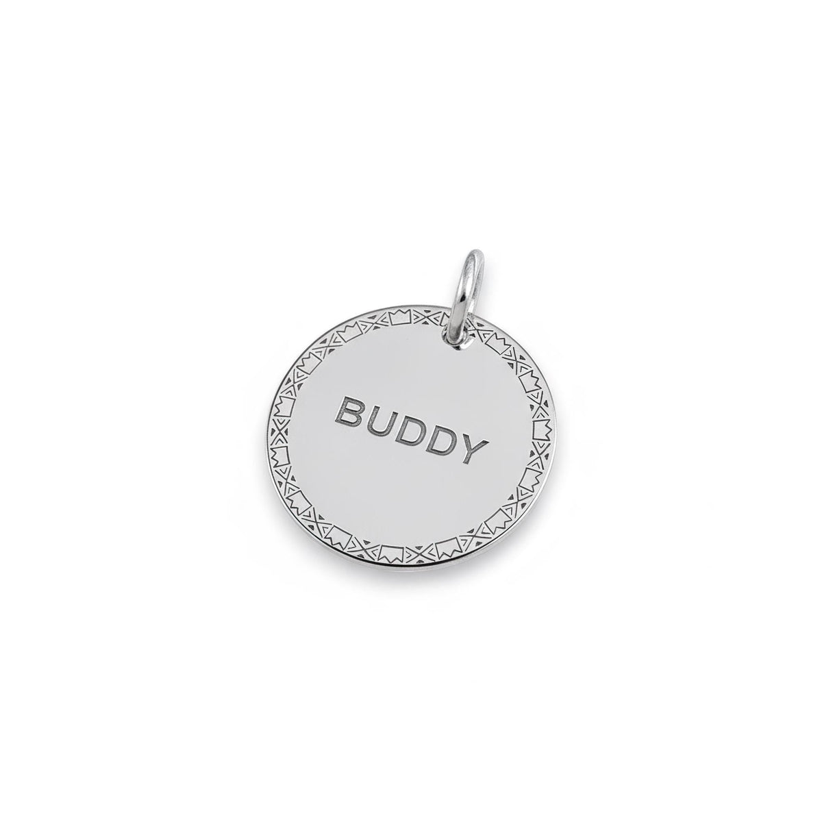 Aztec Dog ID Tag | Geometric Sterling Silver Custom Pet Tag | Tribal Engraved Dog Tag, styled view
