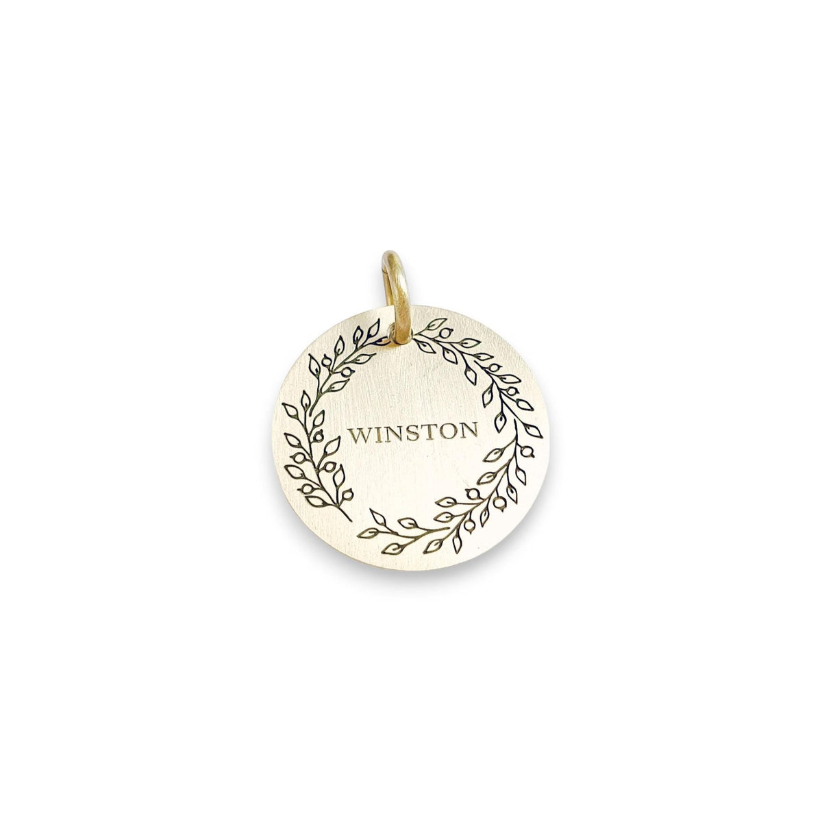 The Wildflower Token | Artisan Floral Branch Pet ID & Custom Engraved Dog Tag, styled view