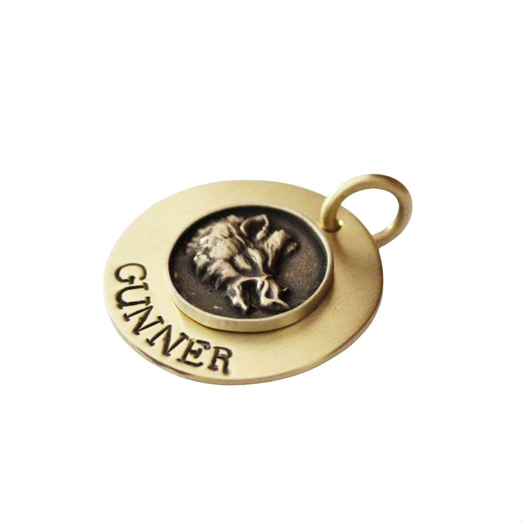 The Boar Sigil | Artisan Wild Boar Pet ID & Custom Engraved Dog Tag, additional detail