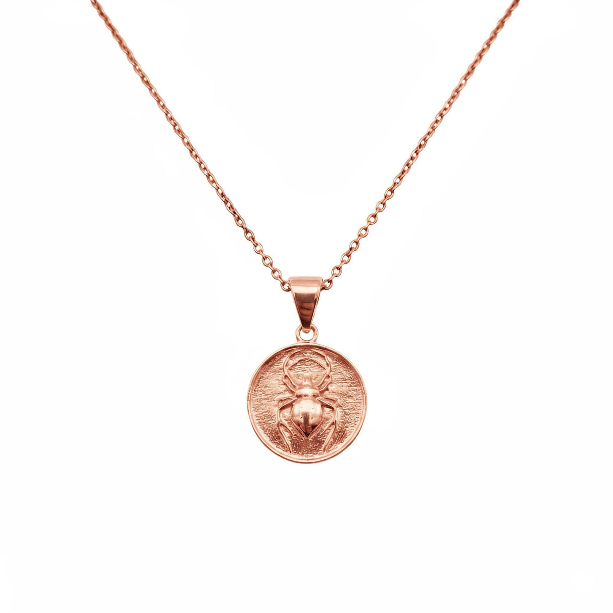 Spider Medallion Necklace | Weaver Spirit Talisman, in Rose Gold Plated finish