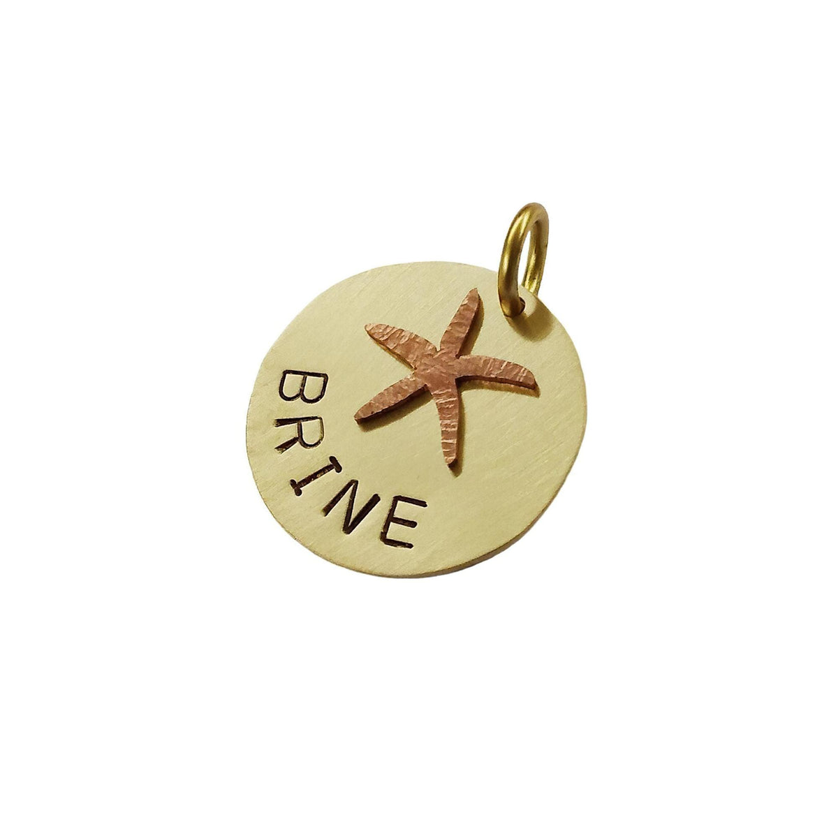 The Celestial Mariner Token | Artisan Starfish Pet ID & Custom Dog Tag, in Brass with Copper Top finish