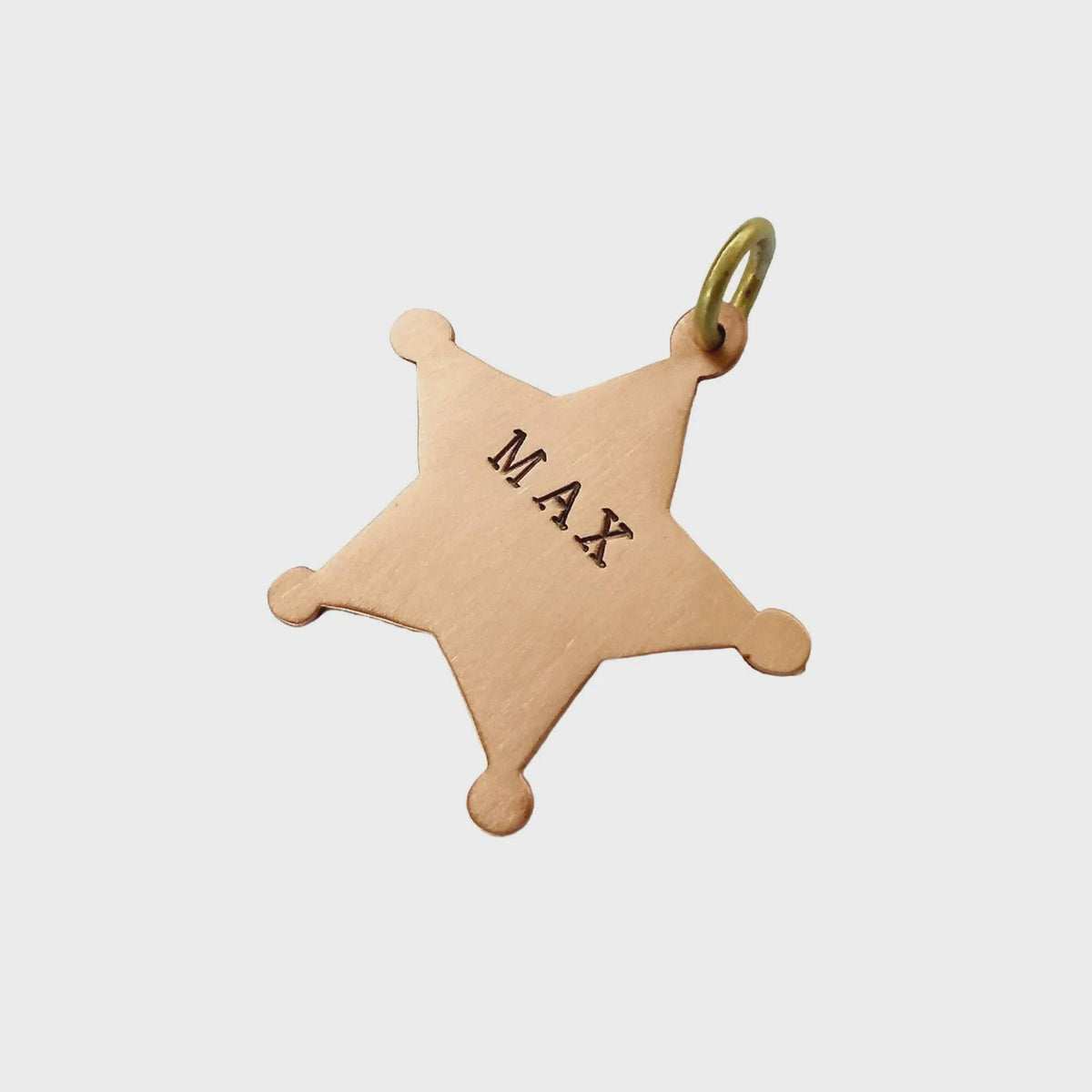 The Western Deputy Token | Artisan Hand-Cut Sheriff Star Pet ID & Custom Dog Tag, close-up detail