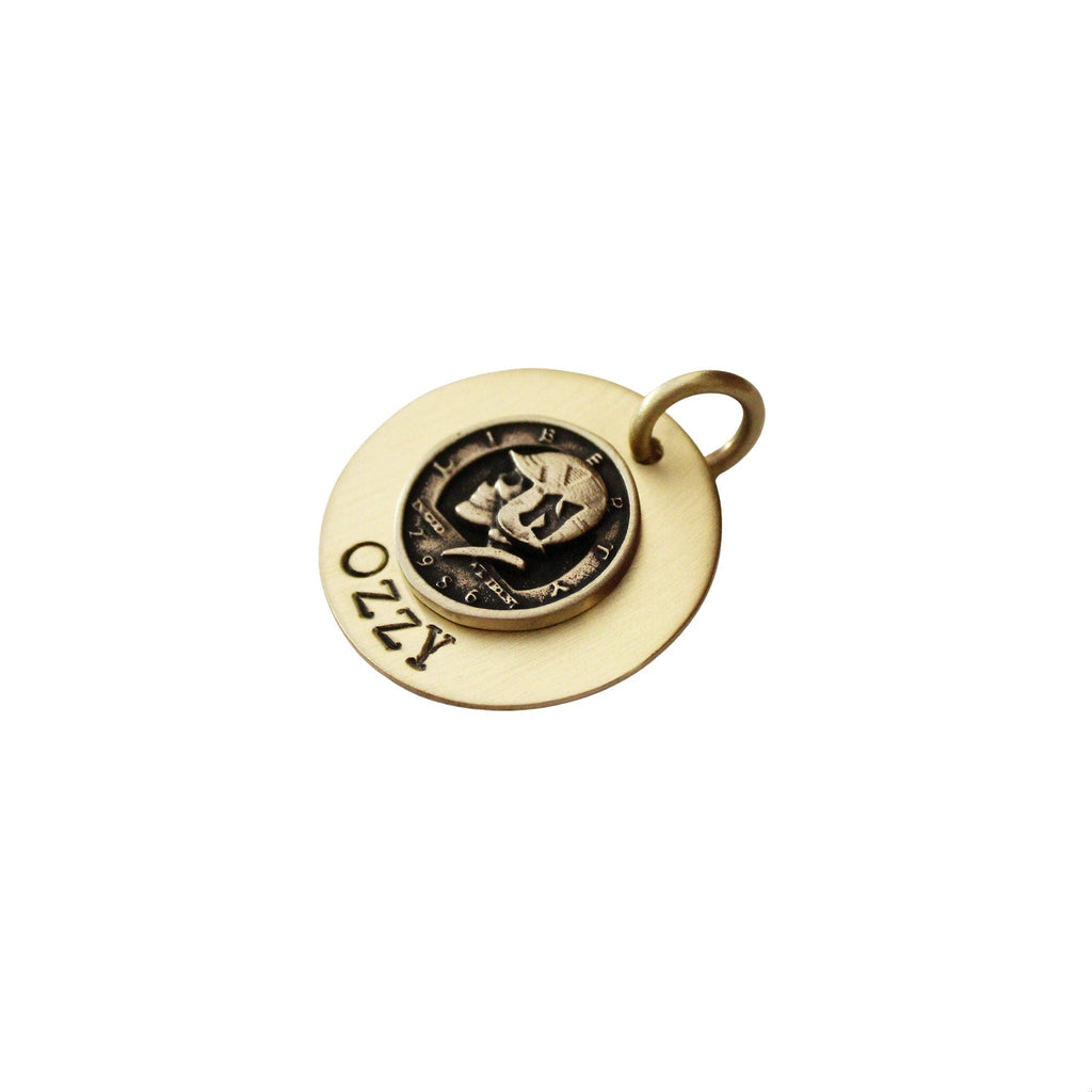 The Rebel Sigil | Artisan Liberty Skull Pet ID & Custom Engraved Dog Tag, styled view