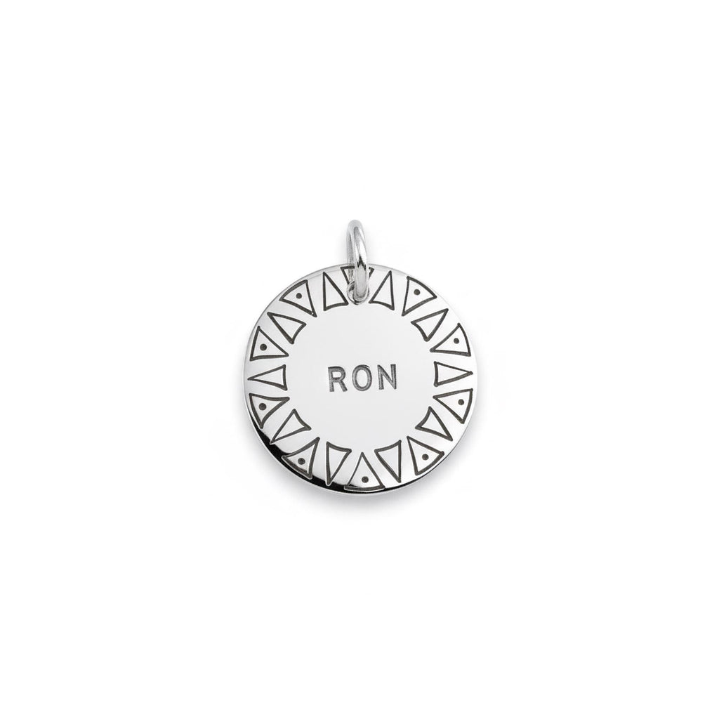 Tribal Sun Dog Tag | Custom Engraved Pet ID Collar Charm, front view
