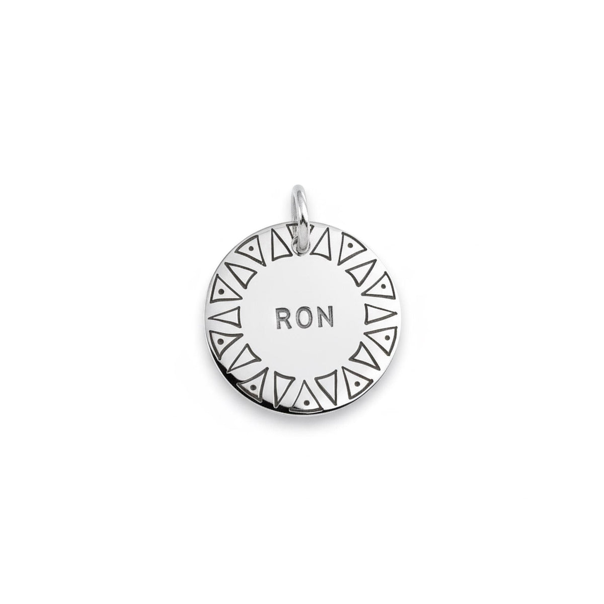 Tribal Sun Dog Tag | Custom Engraved Pet ID Collar Charm, front view