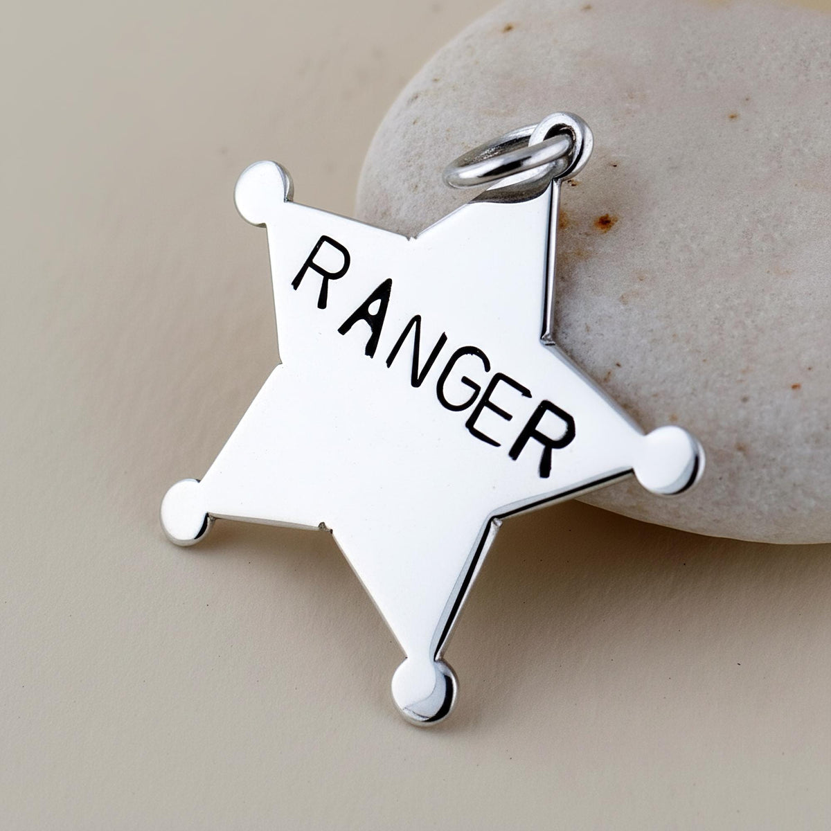 The Western Deputy Token | Artisan Hand-Cut Sheriff Star Pet ID & Custom Dog Tag, in German Silver finish
