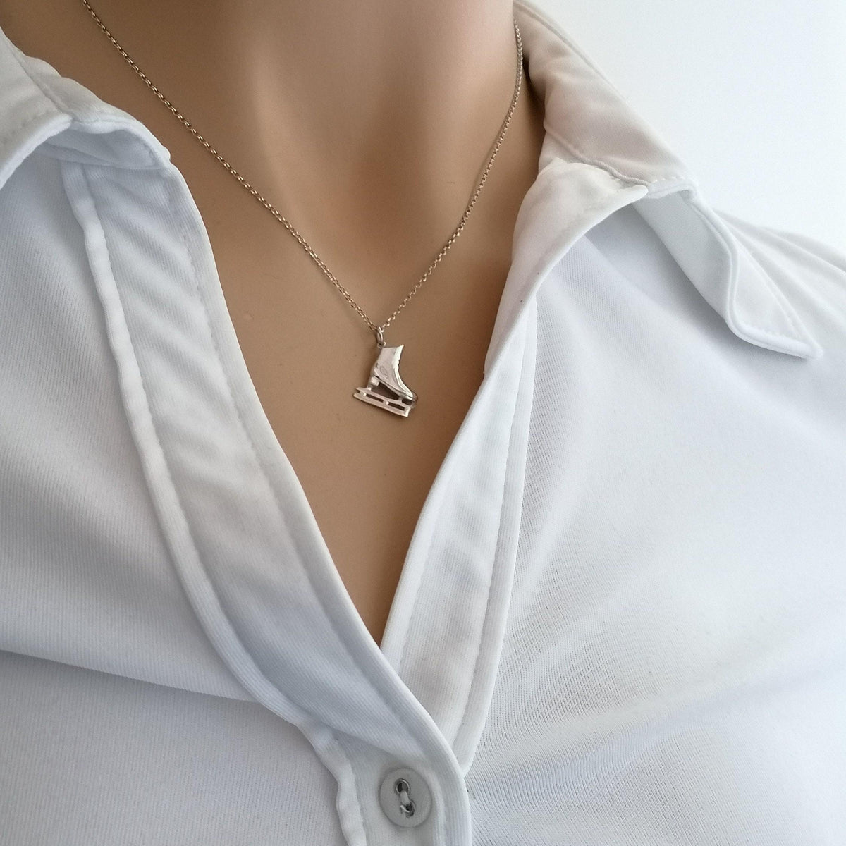 Figure Skater Necklace | Ice Skate Charm, alternate angle