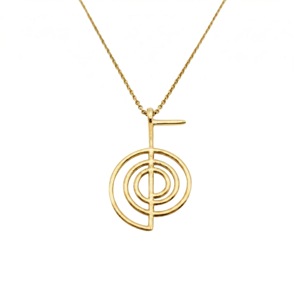 Cho Ku Rei Necklace | Gold Plated Reiki Symbol Pendant | Energy Healing Talisman, in Yellow Gold Plated finish