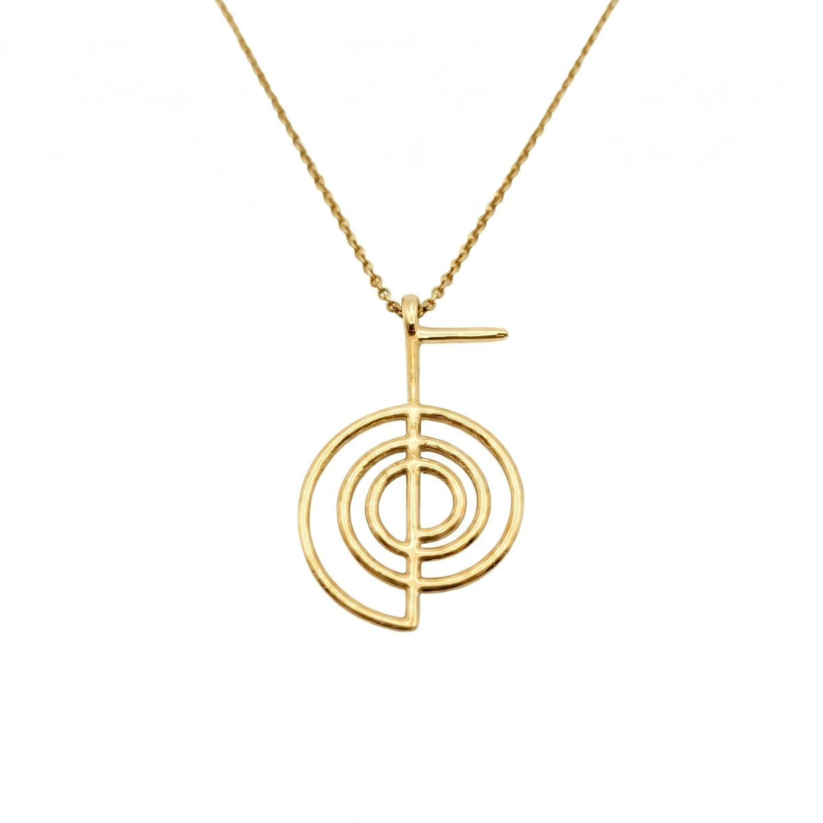 Cho Ku Rei Necklace | Gold Plated Reiki Symbol Pendant | Energy Healing Talisman, in Yellow Gold Plated finish