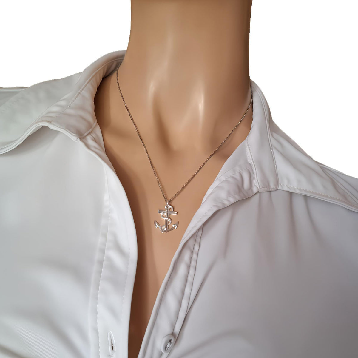 Anchor of Hope Necklace | Sterling Silver Nautical Stability Charm | Strength & Safe Harbor Pendant, front view