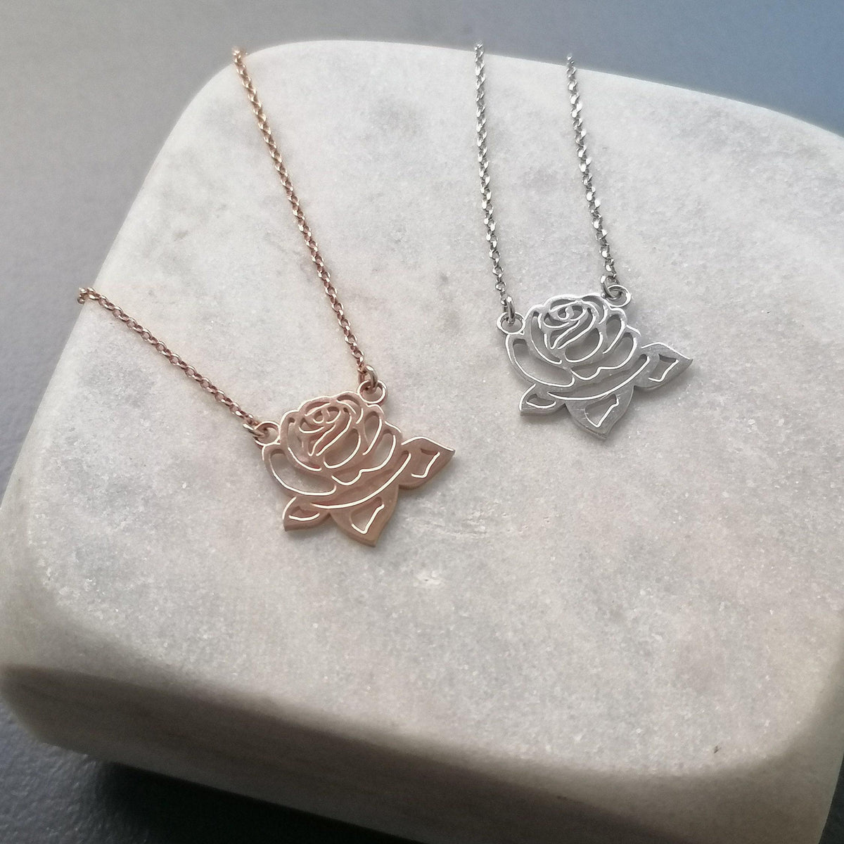 Dainty Rose Necklace | Romantic Floral Talisman, styled view