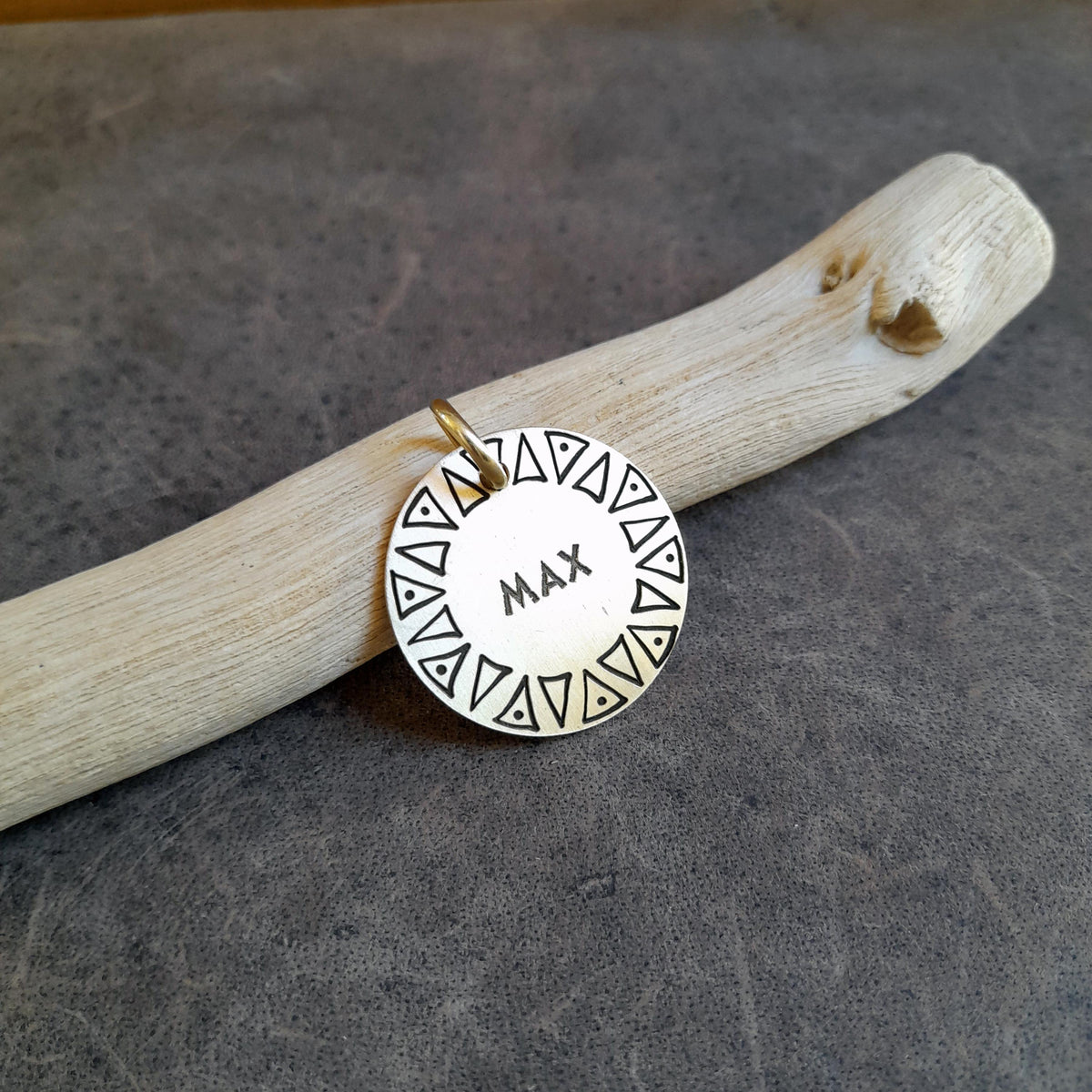The Resilient Thorns Token | Artisan Ethos Pet ID & Custom Engraved Dog Tag, close-up detail