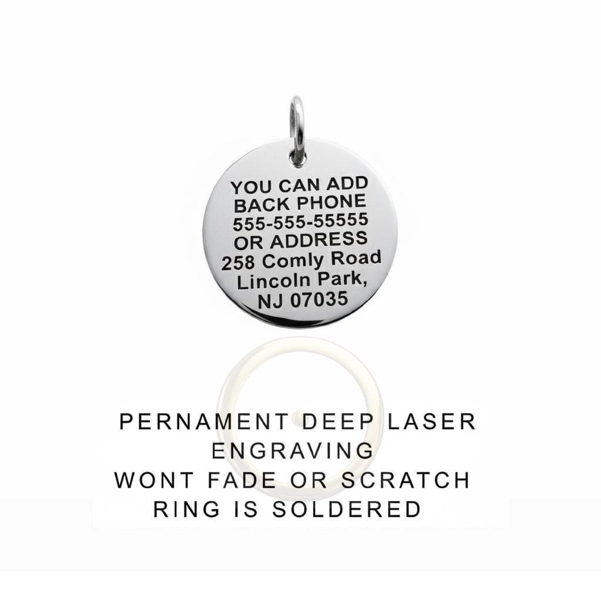 Personalized Spade Dog Tag | Custom Engraved Pet ID Collar Charm, styled view