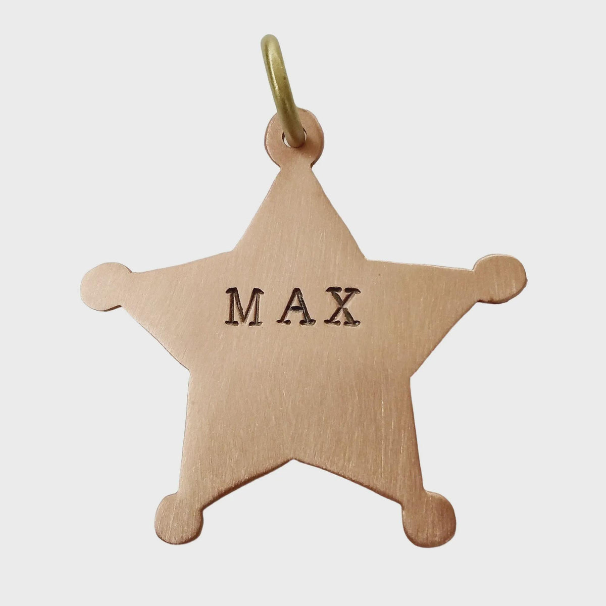 The Western Deputy Token | Artisan Hand-Cut Sheriff Star Pet ID & Custom Dog Tag, front view