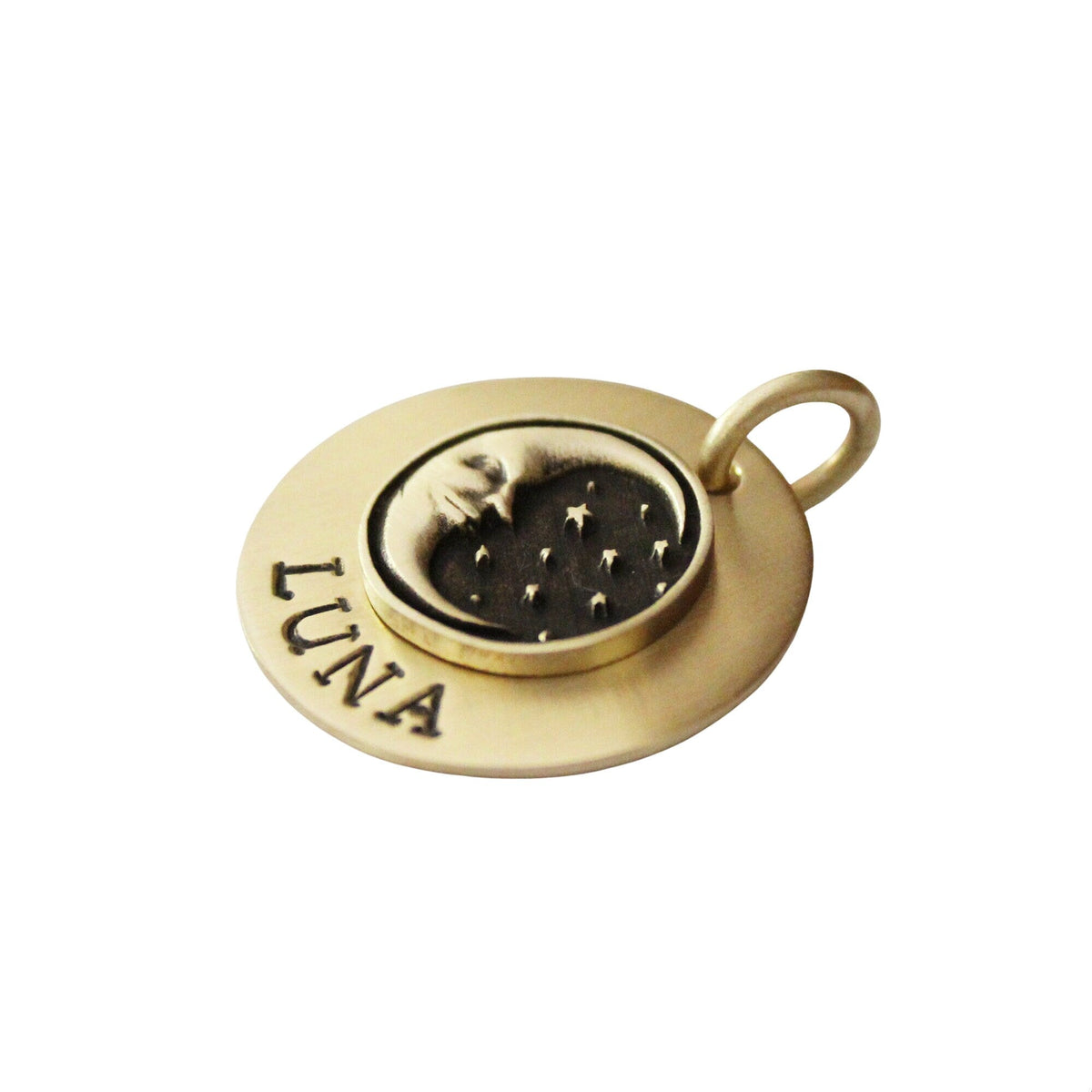 The Lunar Token | Artisan Moon Pet ID & Custom Engraved Dog Tag, styled view
