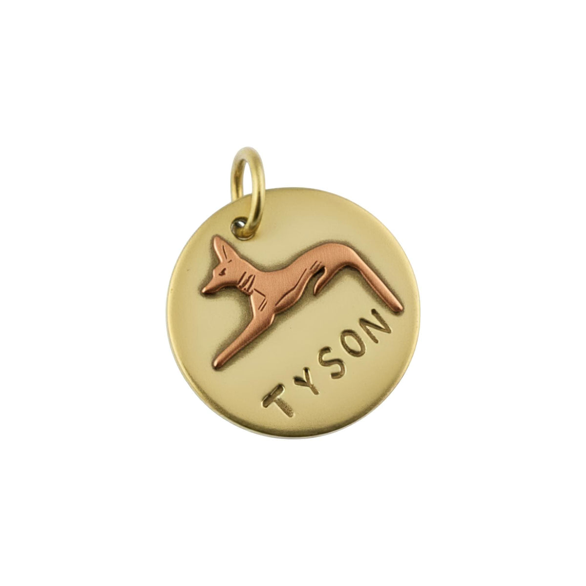 The Guardian of Souls Token | Artisan Anubis Pet ID & Custom Egyptian Dog Tag, in Brass with Copper Top finish