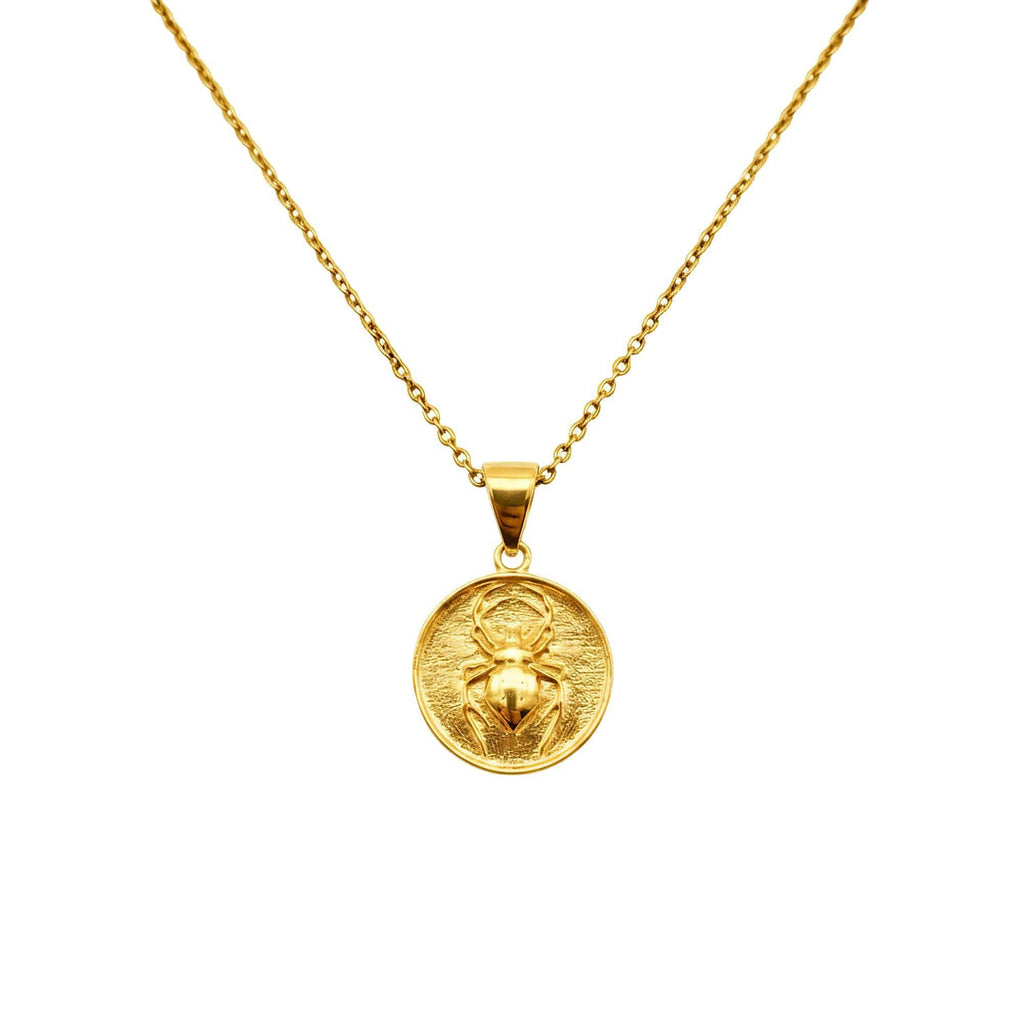 Spider Medallion Necklace | Weaver Spirit Talisman, in Yellow Gold Plated finish
