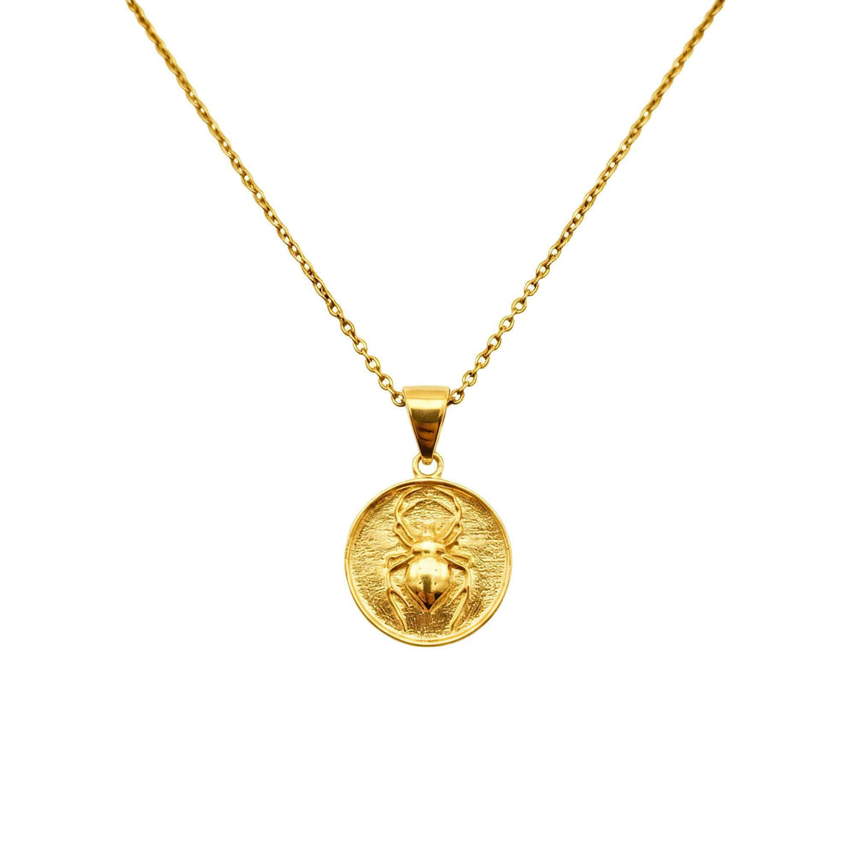 Spider Medallion Necklace | Weaver Spirit Talisman, in Yellow Gold Plated finish