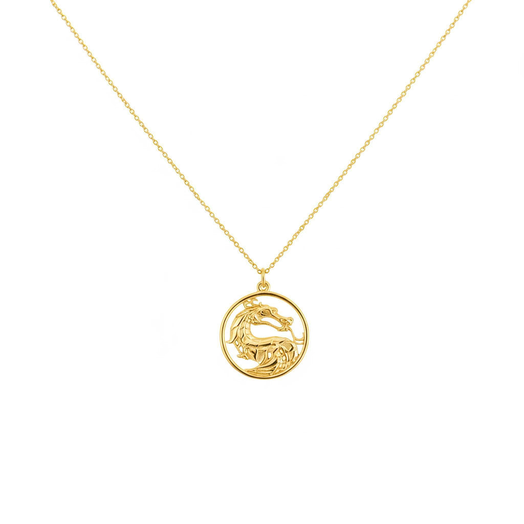 Dragon Necklace | Mythical Protection Talisman, in Yellow Gold Plated finish
