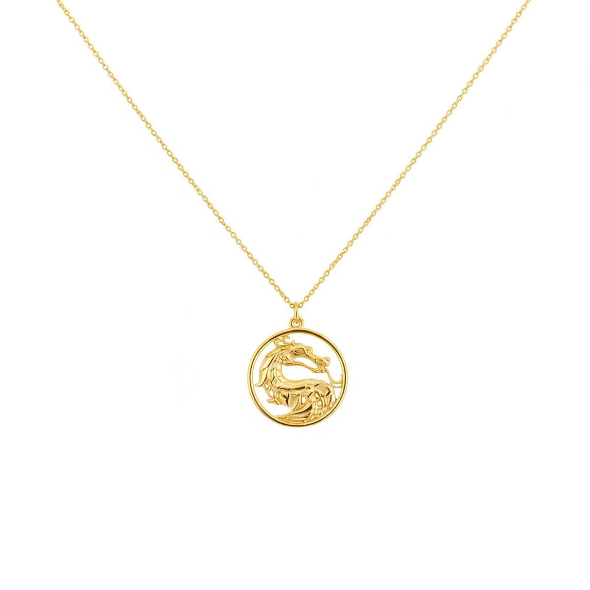 Dragon Necklace | Mythical Protection Talisman, in Yellow Gold Plated finish