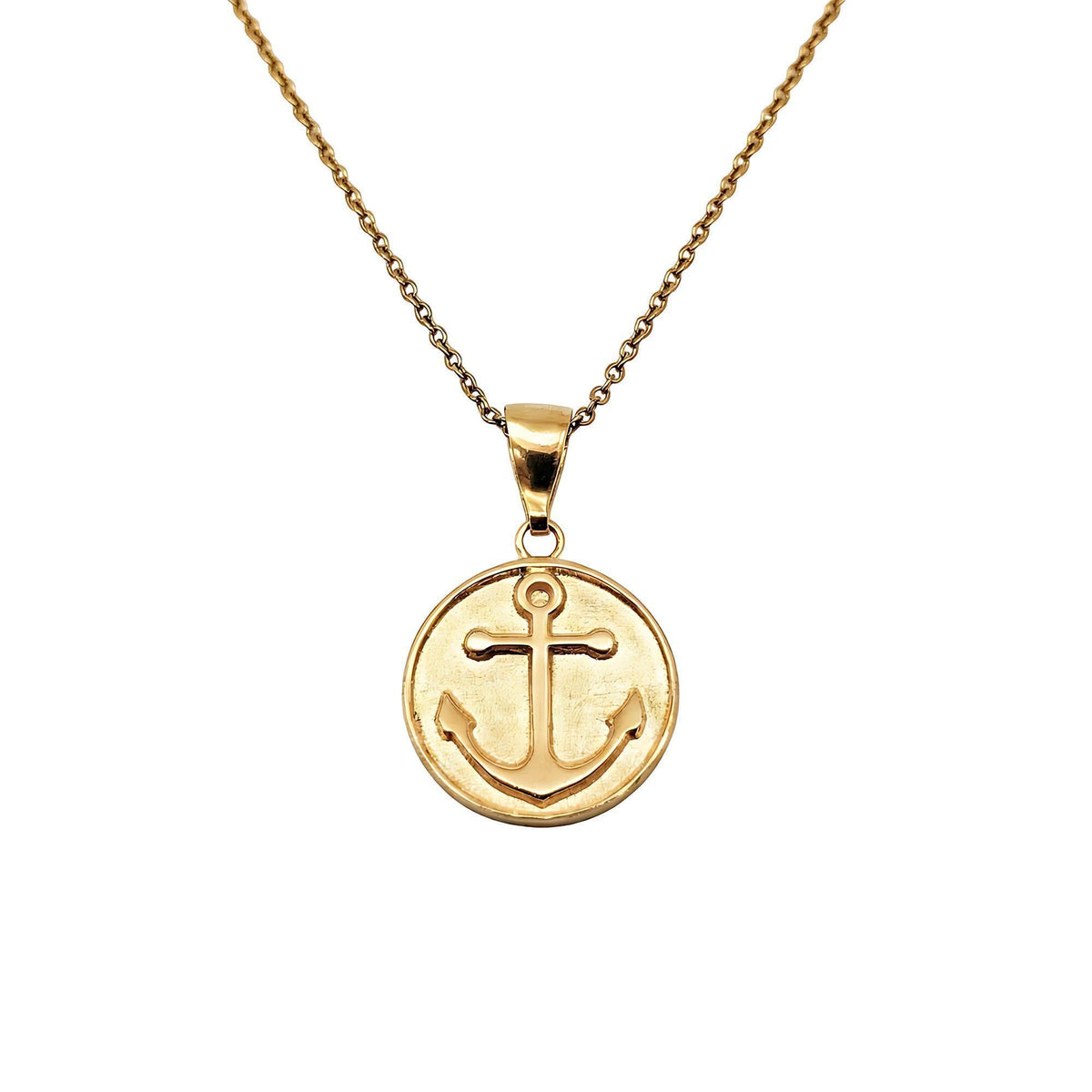 Anchor Medallion Necklace | Symbol of Hope & Stability, in Yellow Gold Plated finish