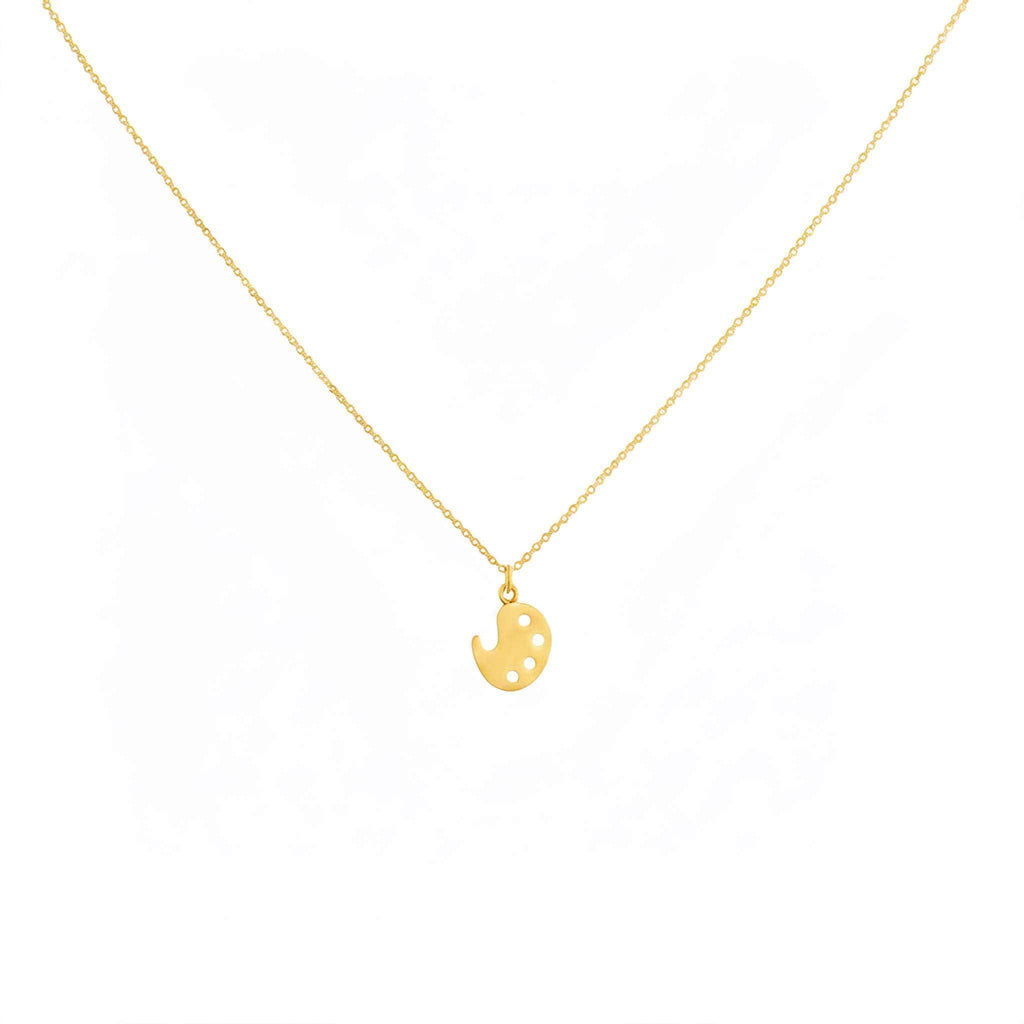 Artist Palette Necklace | Sterling Silver Painter Charm | Creative Expression Pendant, front view
